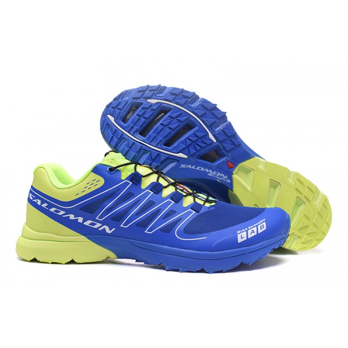 Men's S-LAB Sense Speed Trail Running Shoes Blue Green-Salomon S-LAB
