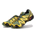 Men's Salomon Speedcross 3 CS Trail Running Shoes In Army Green Yellow