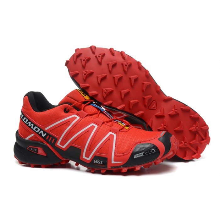 Men's Salomon Speedcross 3 CS Trail Running Shoes In Black And Red