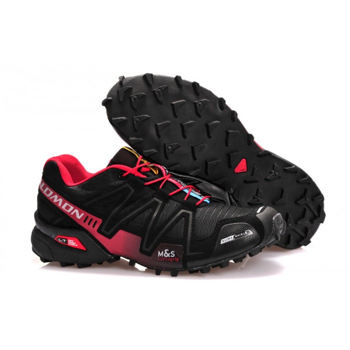 Men's Salomon Speedcross 3 CS Trail Running Shoes In Black Red