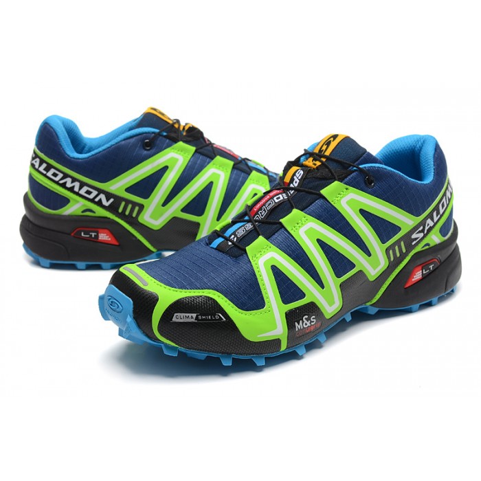 Men's Speedcross 3 CS Trail Shoes Blue Fluorescent Green-Salomon Speedcross Recognized Brands