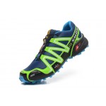 Men's Salomon Speedcross 3 CS Trail Running Shoes In Blue Fluorescent Green