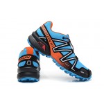Men's Salomon Speedcross 3 CS Trail Running Shoes In Blue Orange Silver