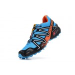 Men's Salomon Speedcross 3 CS Trail Running Shoes In Blue Orange Silver