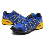 Men's Salomon Speedcross 3 CS Trail Running Shoes In Blue Yellow