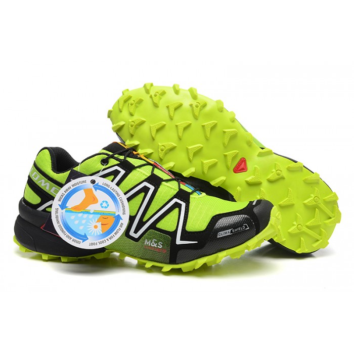 Men's Salomon Speedcross 3 CS Trail Running Shoes In Fluorescent Green Silver