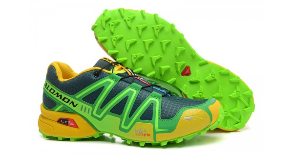 Men's Salomon 3 CS Trail Shoes Green Yellow-Salomon Speedcross Available To Buy Online