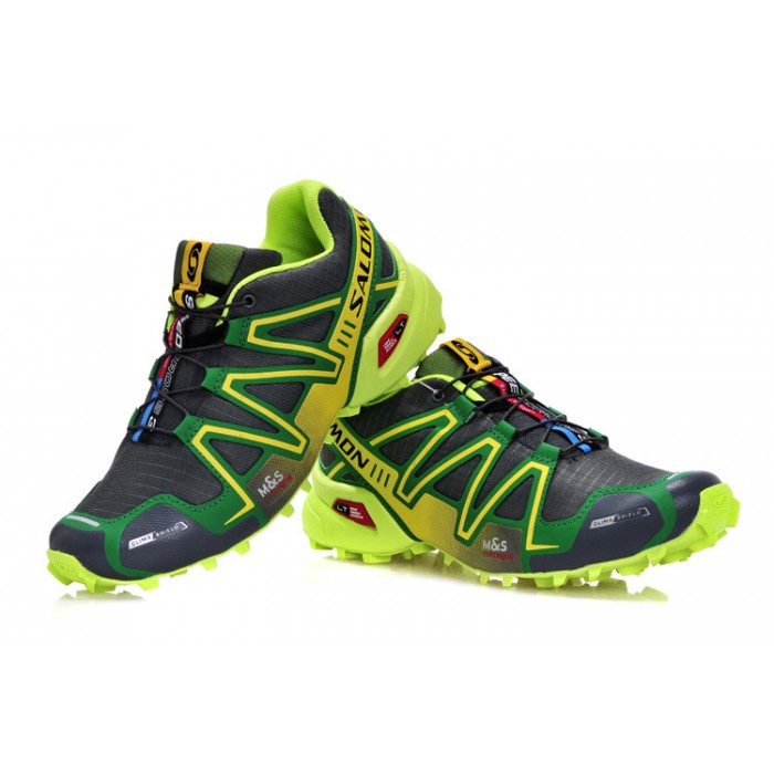 Men's Salomon 3 CS Trail Running Shoes Grey Green-Salomon Speedcross 4d