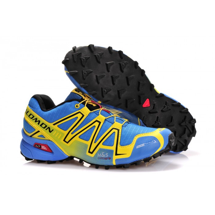 Men's Salomon Speedcross 3 CS Trail Running Shoes In Light Blue Yellow