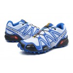 Men's Salomon Speedcross 3 CS Trail Running Shoes In White Blue