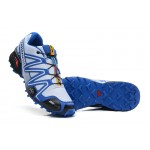 Men's Salomon Speedcross 3 CS Trail Running Shoes In White Blue
