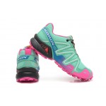 Women's Salomon Speedcross 3 CS Trail Running Shoes In Blue Green Pink