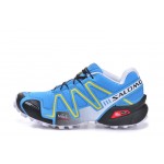 Women's Salomon Speedcross 3 CS Trail Running Shoes In Blue Yellow Black