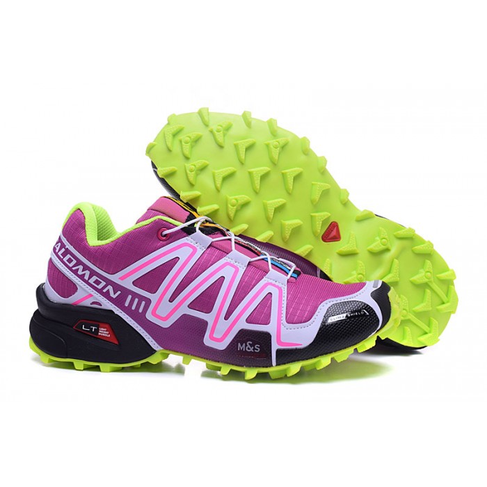 Women's Salomon Speedcross 3 CS Trail Running Shoes In Purple Fluorescent Green