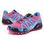 Women's Salomon Speedcross 3 CS Trail Running Shoes In Sky Blue Rose Red