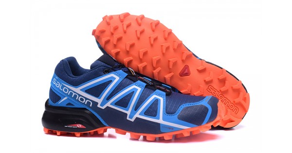 Men s Salomon Speedcross 4 Trail Running Shoes Blue Orange Salomon