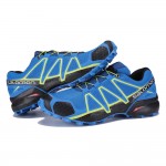 Men's Salomon Speedcross 4 Trail Running Shoes In Blue Yellow