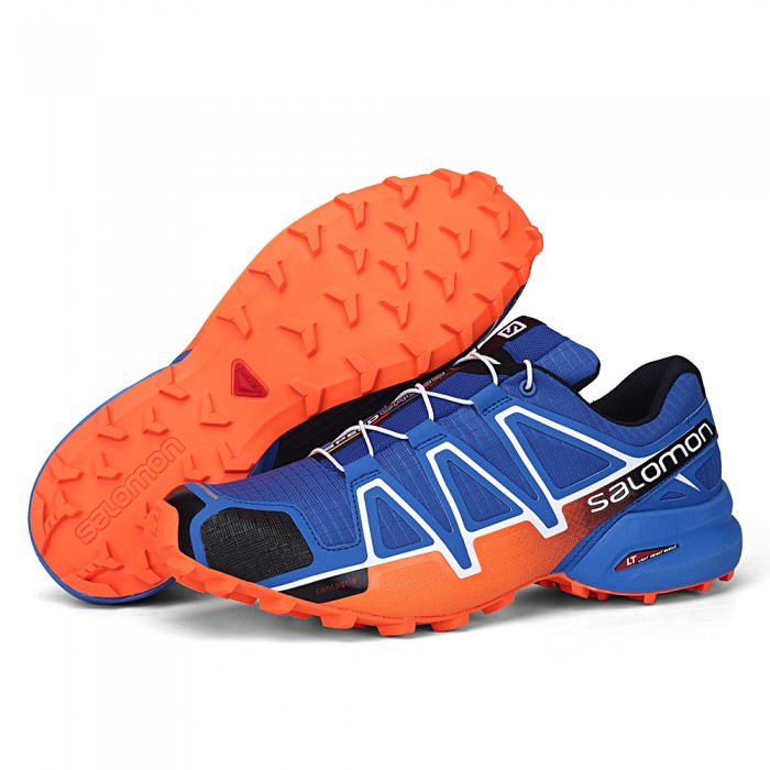 Men's Salomon Speedcross 4 Trail Running Shoes In Orange Blue
