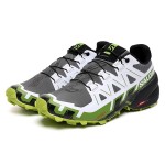 Men's Salomon Speedcross 6 Trail Running Gray White Green Shoes