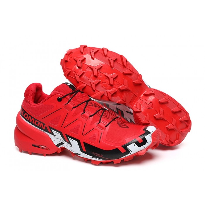 Men's Salomon Speedcross 6 Trail Running Red White Black Shoes