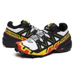 Men's Salomon Speedcross 6 Trail Running White Black Yellow Shoes